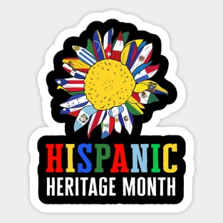 Hispanic Heritage Month Latino Counties Flags Sunflower 2022 Sticker